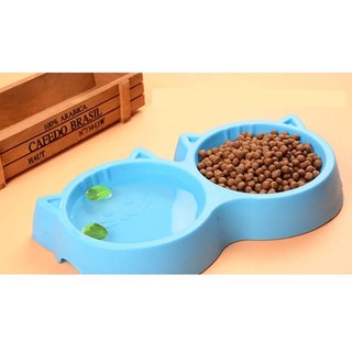 [ĐƠN HÀNG TRÊN 150K TẶNG HẠT, GĂNG TAY TẮM, VÒNG CỔ ] Bát Ăn Đôi Nhựa Hình Mặt Mèo