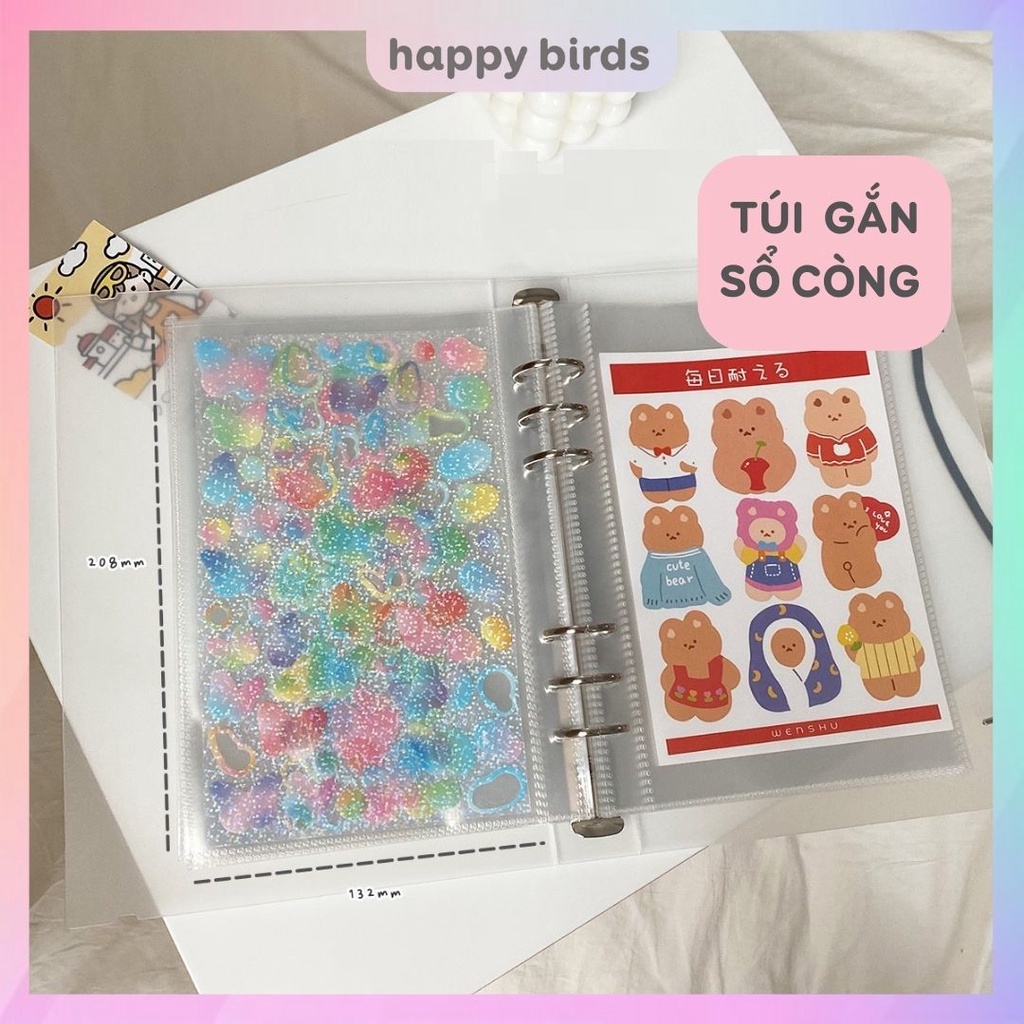 Túi sổ còng A5 chia ngăn làm album đựng ảnh, card, sticker, giấy tờ HappyBirds