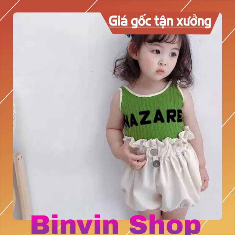 (SALE) Set áo hai dây quần bí bé gái