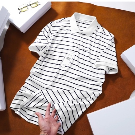 Áo Thun Nam Polo Tay Ngắn CK có cổ Sọc Ngang Cao Cấp 2 Màu Hàng Xuất Xịn