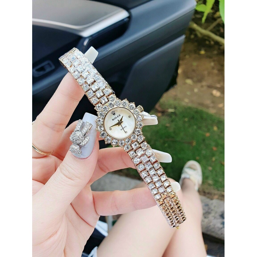 Đồng hồ đeo tay nữ, đồng hồ nữ ROLEX đính full đá cao cấp sáng lấp lánh, siêu sang chảnh, giá rẻ nhất thị trường