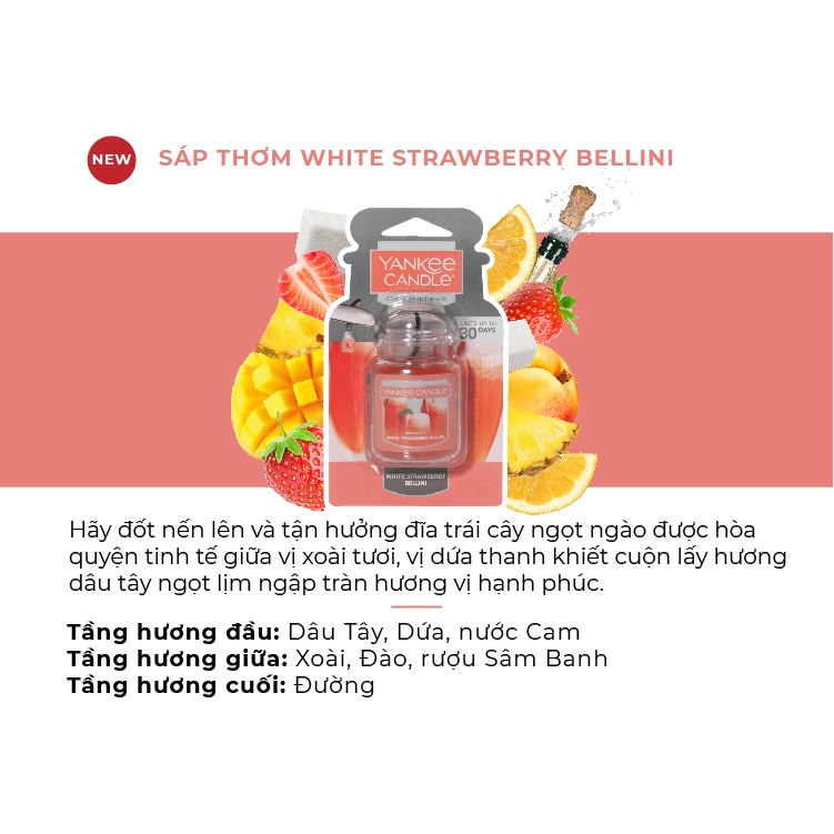 Sáp thơm xe Yankee Candle - White Strawberry Bellini