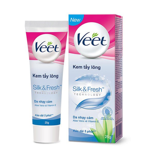 Kem tẩy lông Veet 25g, kem tẩy ;lông dành cho  da nhạy cảm