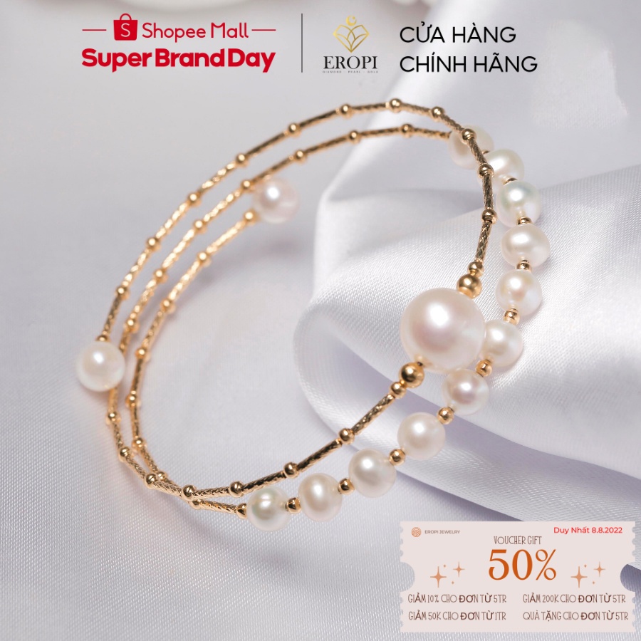 Lắc tay ngọc trai Freshwater tròn 9-10mm 18k