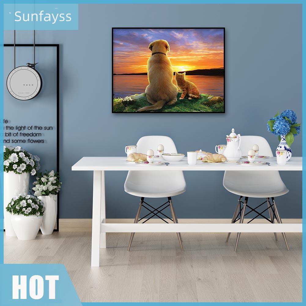 Bộ Tranh Đính Đá 5d Tự Làm Hình Chú Chó Mèo Đáng Yêu