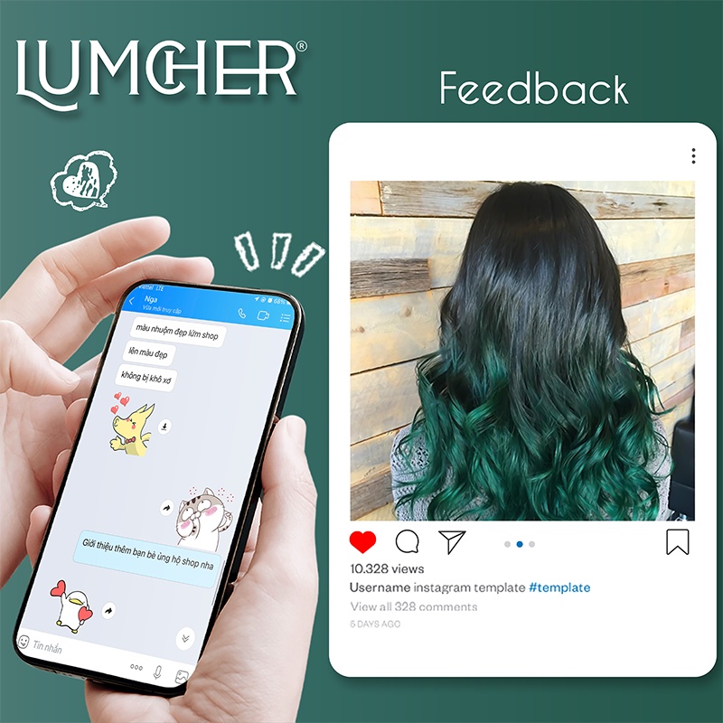 Thuốc nhuộm tóc Xanh Rêu Đen Khói giá rẻ tại nhà chính hãng Lumcher LC10