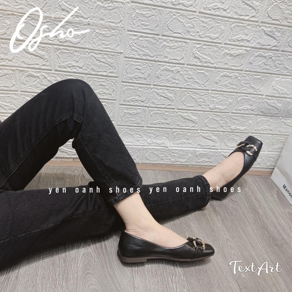 Giày Bệt Nữ Cao Cấp OSHO Dáng Mũi Vuông, Thiết Kế Khóa Kim Loại Chống Gỉ, Đế Bằng Cao Su 2315-20 VIP
