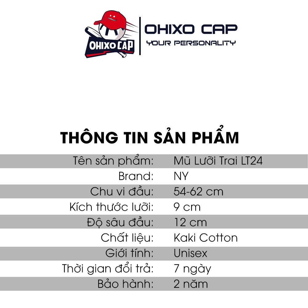 Mũ lưỡi trai NY rách nam nữ nón kết MLB cao cấp hàng xuất dư OHIXO LT27
