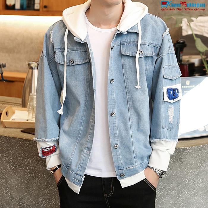 Áo khoác jean nam có mũ đẹp chất TL512 Shop Thành Long chuyên áo khoác nam | BigBuy360 - bigbuy360.vn