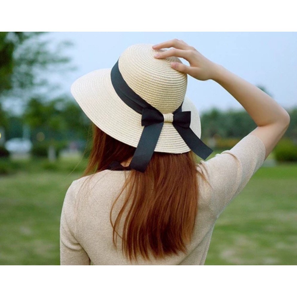 Mũ nón cói vành nơ đi biển mềm mại dễ dàng gấp gọn kiểu dáng trẻ trung