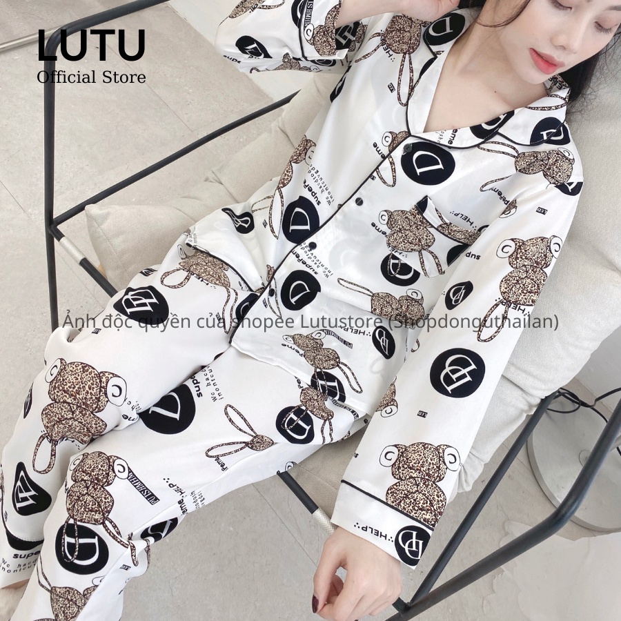 Bộ Pijama Lụa Dài Tay Cao Cấp Chất Mềm Mịn Không Nhăn Hàng Thiết Kế | BigBuy360 - bigbuy360.vn