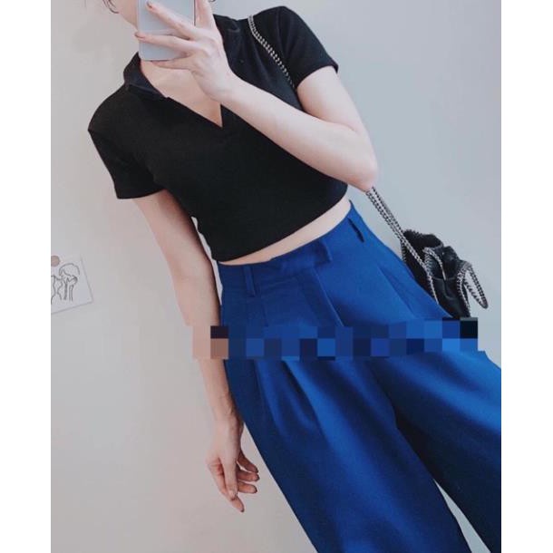 Áo polo nữ ngắn hở eo.