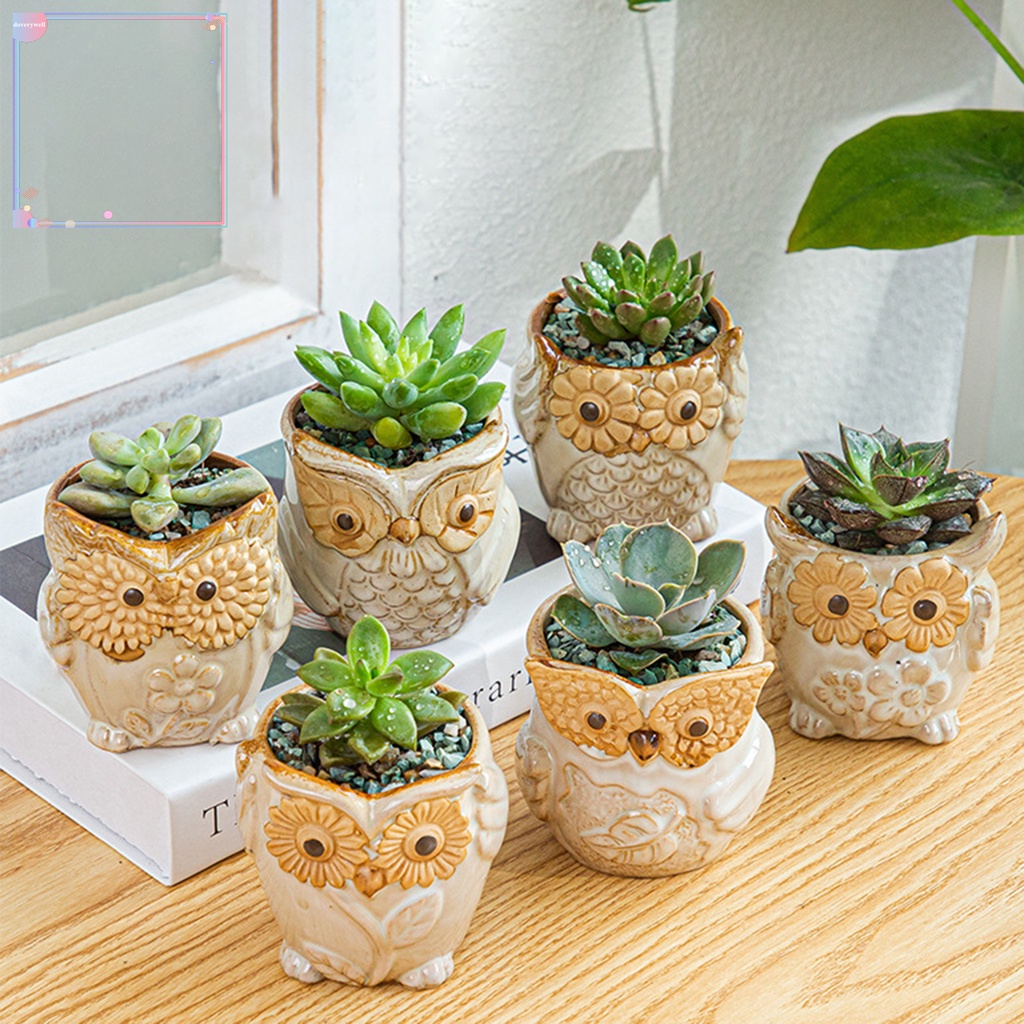 Chậu Trồng Cây Bằng Gốm Trang Trí Hình Cú Mèo Hoạt Hình Dễ Thương