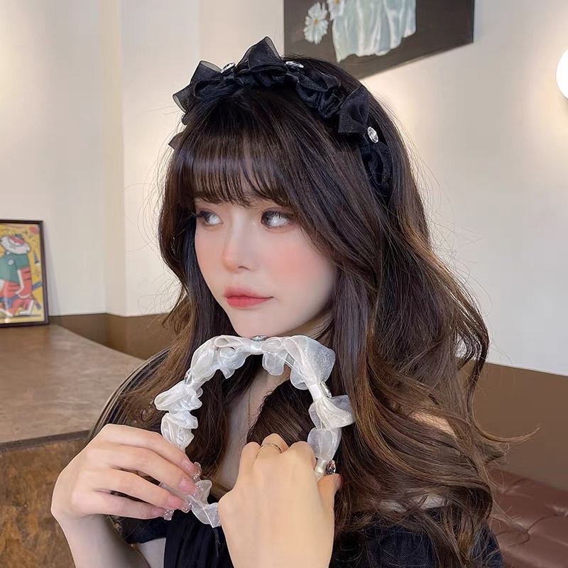 Cài tóc nơ voan tiểu thư đính ngọc