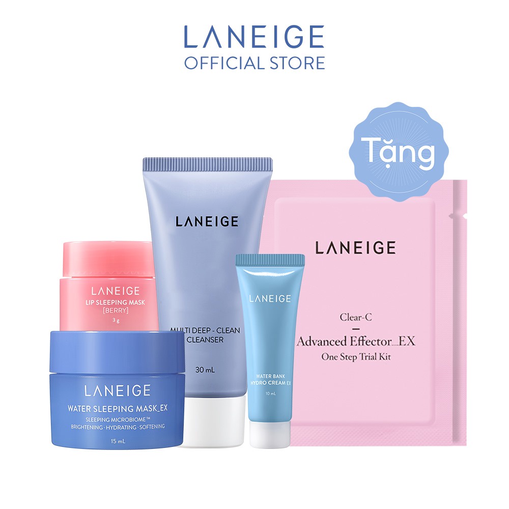 [HB Gift] Bộ quà tặng sữa rữa mặt, mặt nạ ngủ môi, kem dưỡng và mặt nạ ngủ Laneige 68g