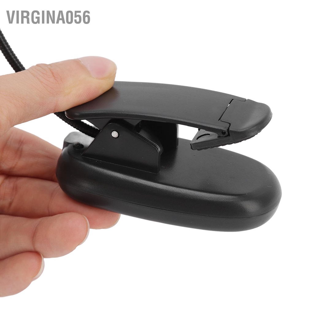 Virgina056 Clip On Light Đen 9 cấp độ 7 Đèn có thể gập lại linh hoạt Cổ ngỗng USB sạc LED kẹp bảng