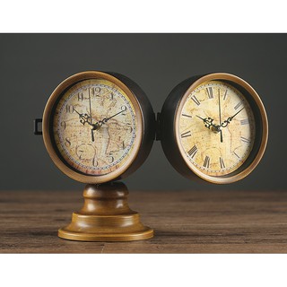 Đồng hồ để bàn phong cách cổ điển vintage, 02 mặt sang trọng & tinh tế