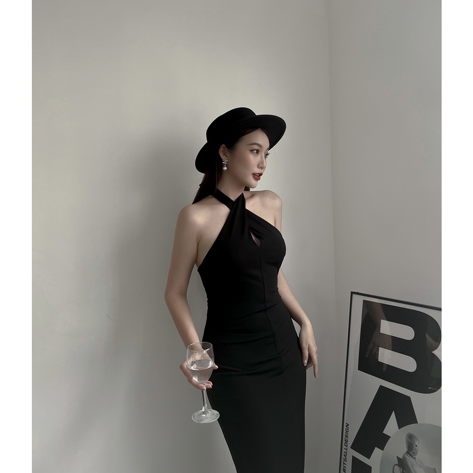 [BBSTORE'S] Đầm Body Yếm Hở Lưng Kiểu Form Váy Dài Đi Tiệc Sang Trọng -D963
