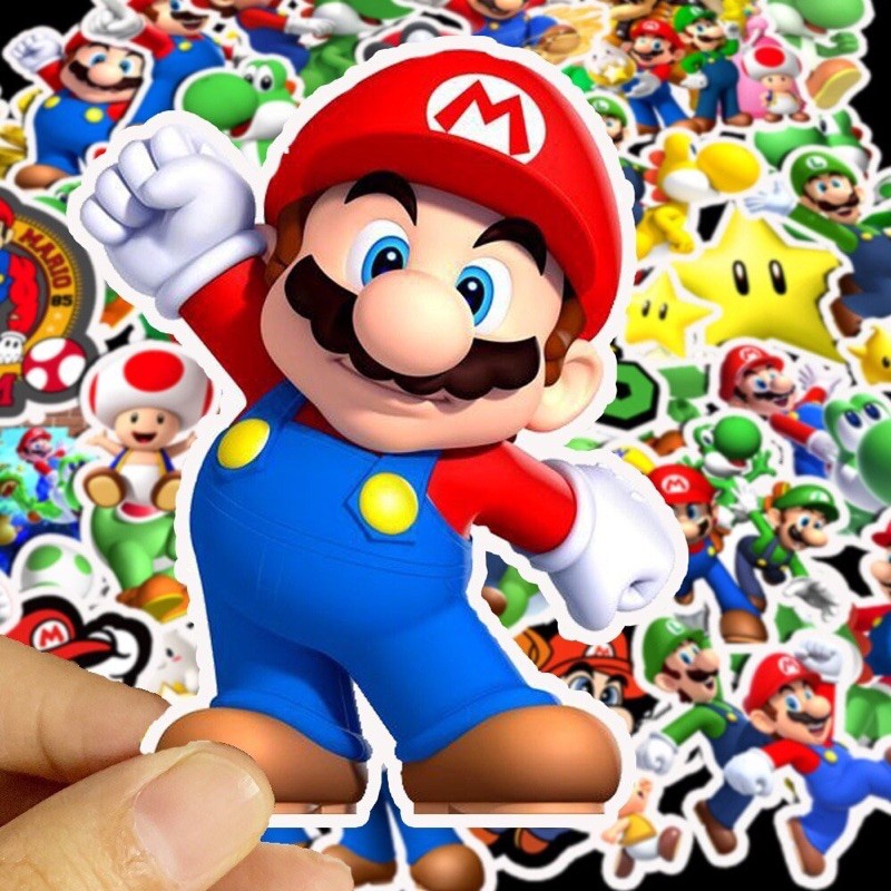 Sticker Super mario set 30-50 cái khácu ép lụa / hình dán Super Mario