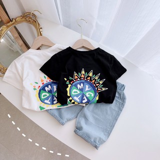 SET BỘ BÉ TRAI ÁO IN LƯNG QUẦN BÒ GIẤY MỀM CÁ TÍNH