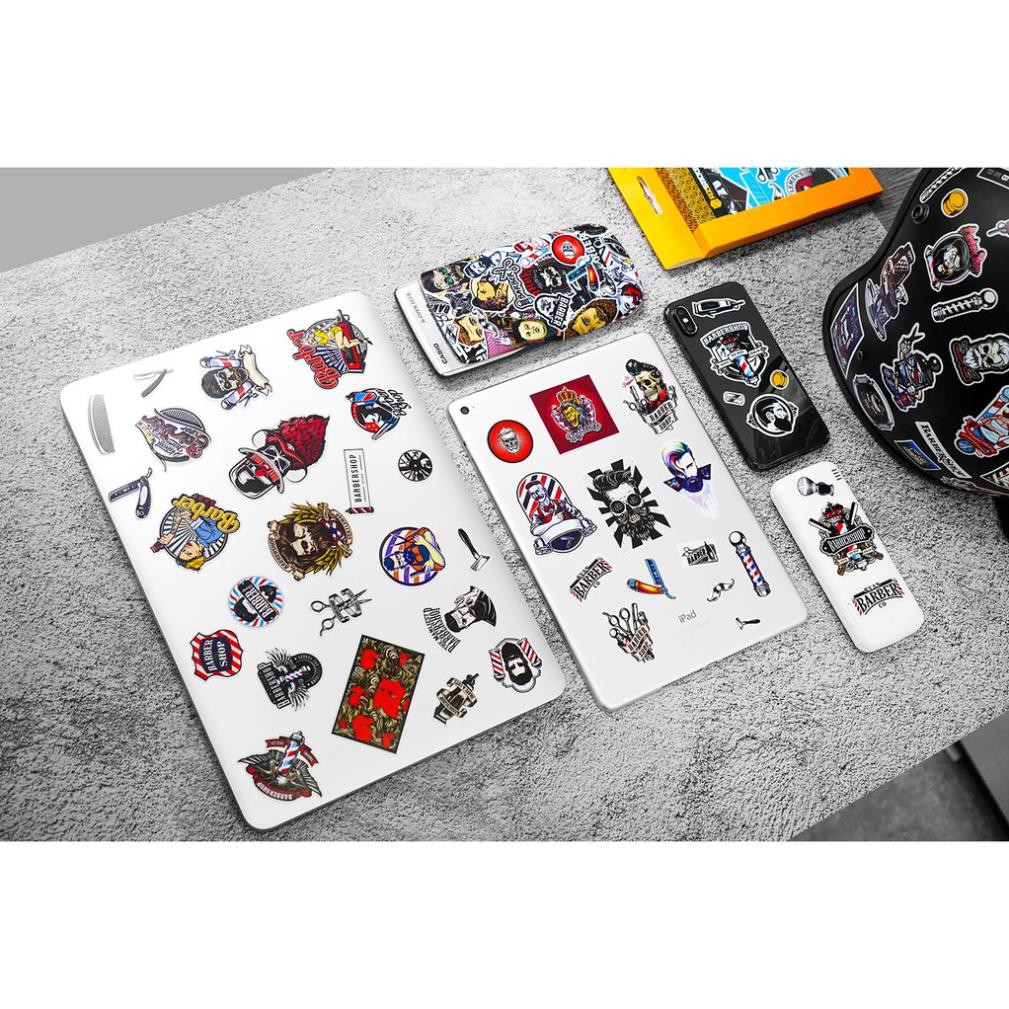 [Set 100+] Sticker Baber Shop Tiệm Cắt Tóc | Dán Nón Bảo Hiêm, Điện Thoại, Laptop, Bình Nước...Chống Nước, Chống Bay Màu