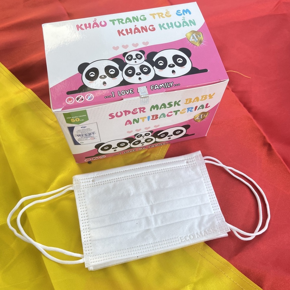 Khẩu trang trẻ em Ecomask 4 lớp, kháng khuẩn, dày dặn hộp 50 cái NPP Shoptido