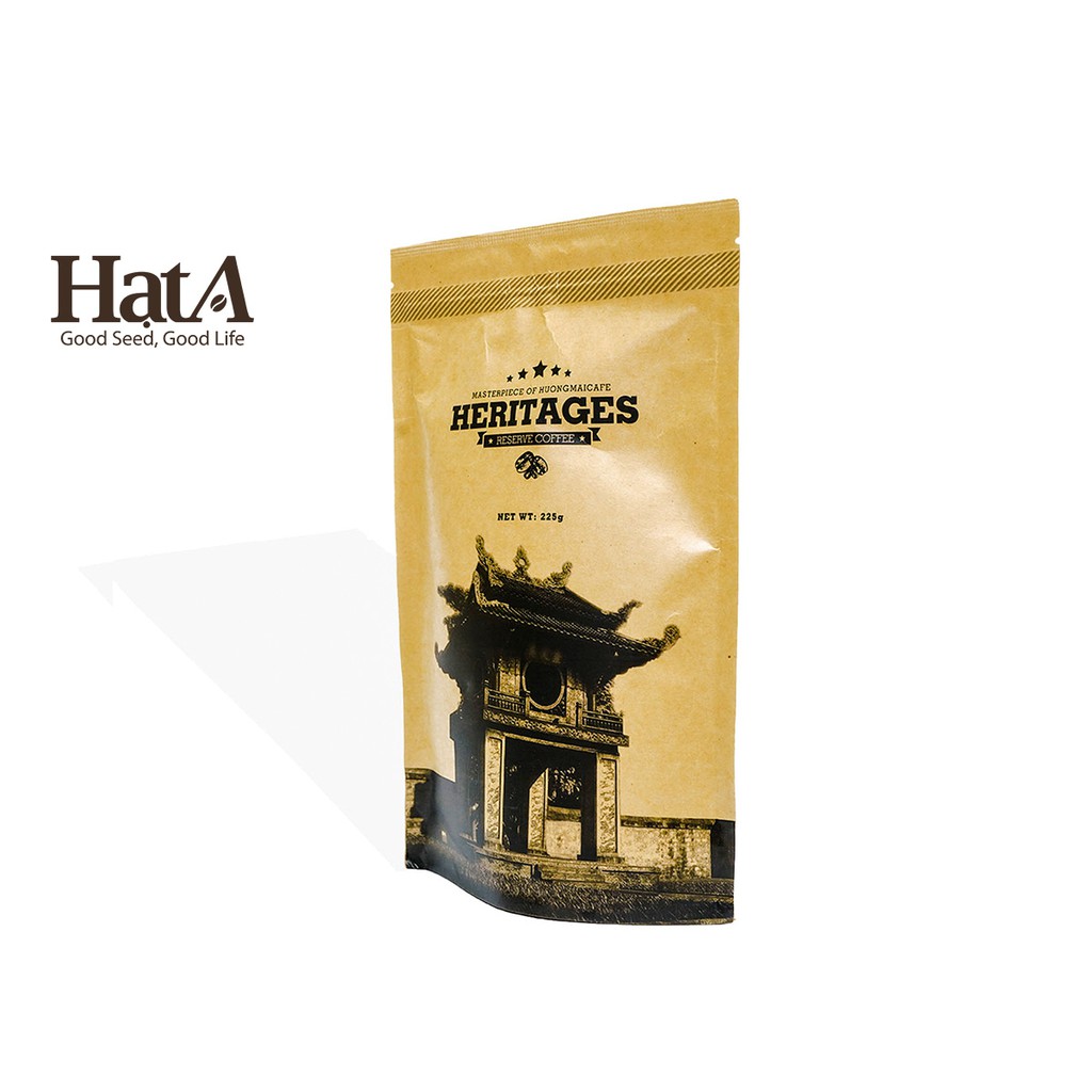 Cà phê chồn cao cấp Heritages Coffee Kraft Bag Hương Mai Cafe 100% hạt Robusta nguyên chất 225gr