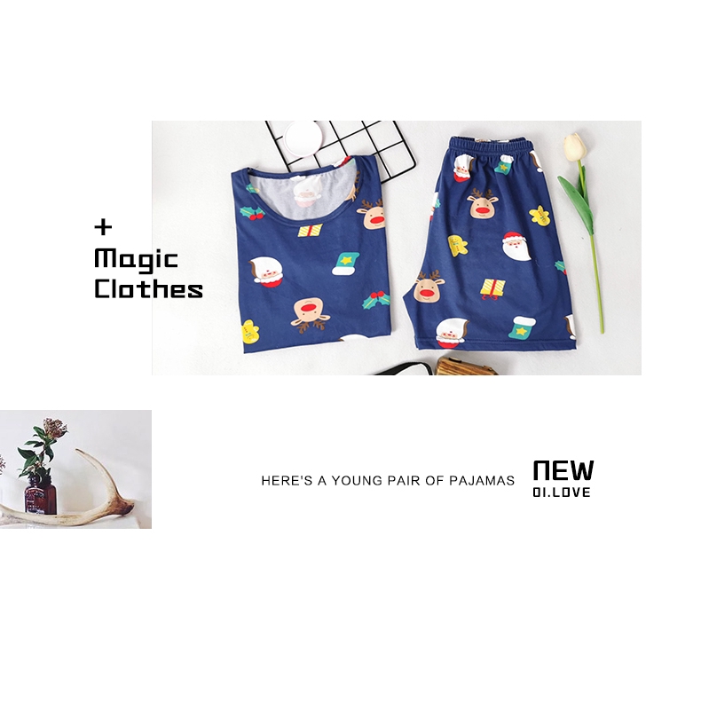 xiaohan korea short sleeve sleepwear sleeping wear female loose cute round neck summer nightwear set women pajama | BigBuy360 - bigbuy360.vn