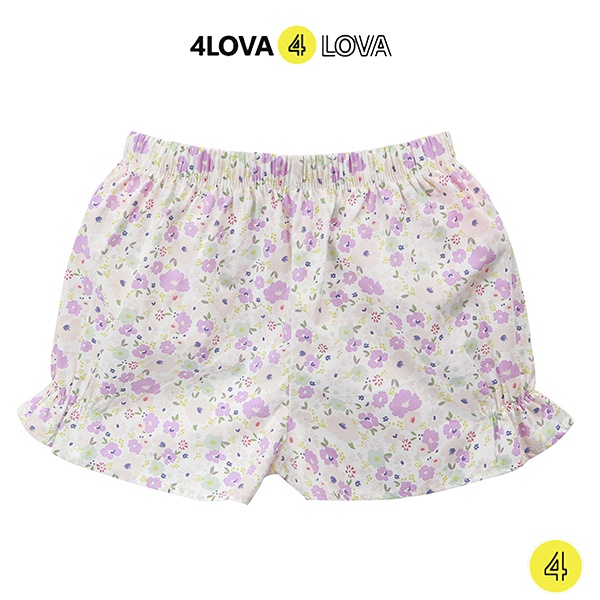 Quần short đùi bé gái 4lOVA thô cotton thoáng mát mặc nhà đi chơi dáng lửng hoạ tiết hoa nhí xinh xắn