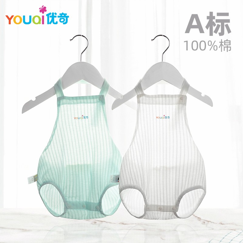 Romper tạp dề vải cotton mỏng hình tam giác thời trang mùa hè cho em bé