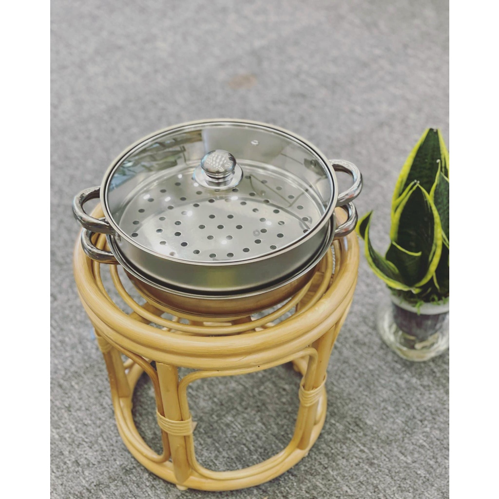 Nồi hấp 2 tầng kèm nắp kính 28cm