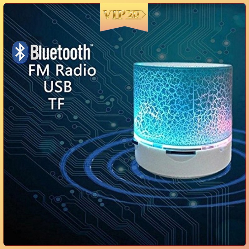 Loa Bluetooth Mini Có Đèn Led Nhiều Màu Vip2U A9 Hỗ Trợ Usb / Aux / Tf Card / Fm