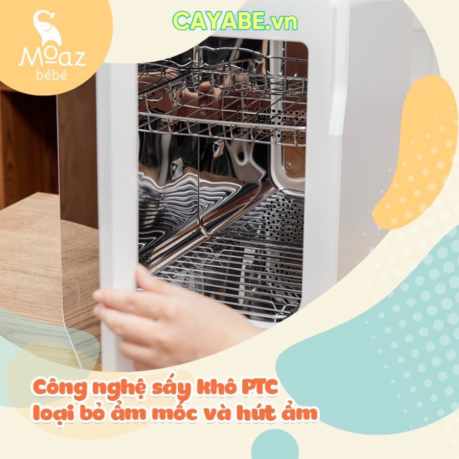 Máy tiệt trùng bình sữa tia UVC, sấy khô và bảo quản cho bé 3 in 1 MOAZ BÉBÉ MB-038 (Bảo hành chính hãng 12 tháng)