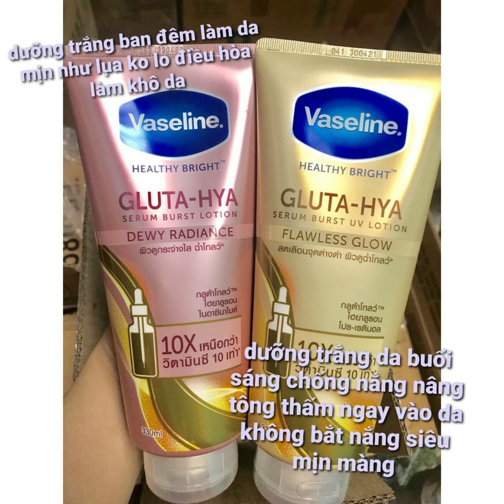 Sữa Dưỡng Thể Trắng Da Body Vaseline 10x Thái Lan 330ml- Healthy Bright Gluta HYA Serum Burst UV Lotion