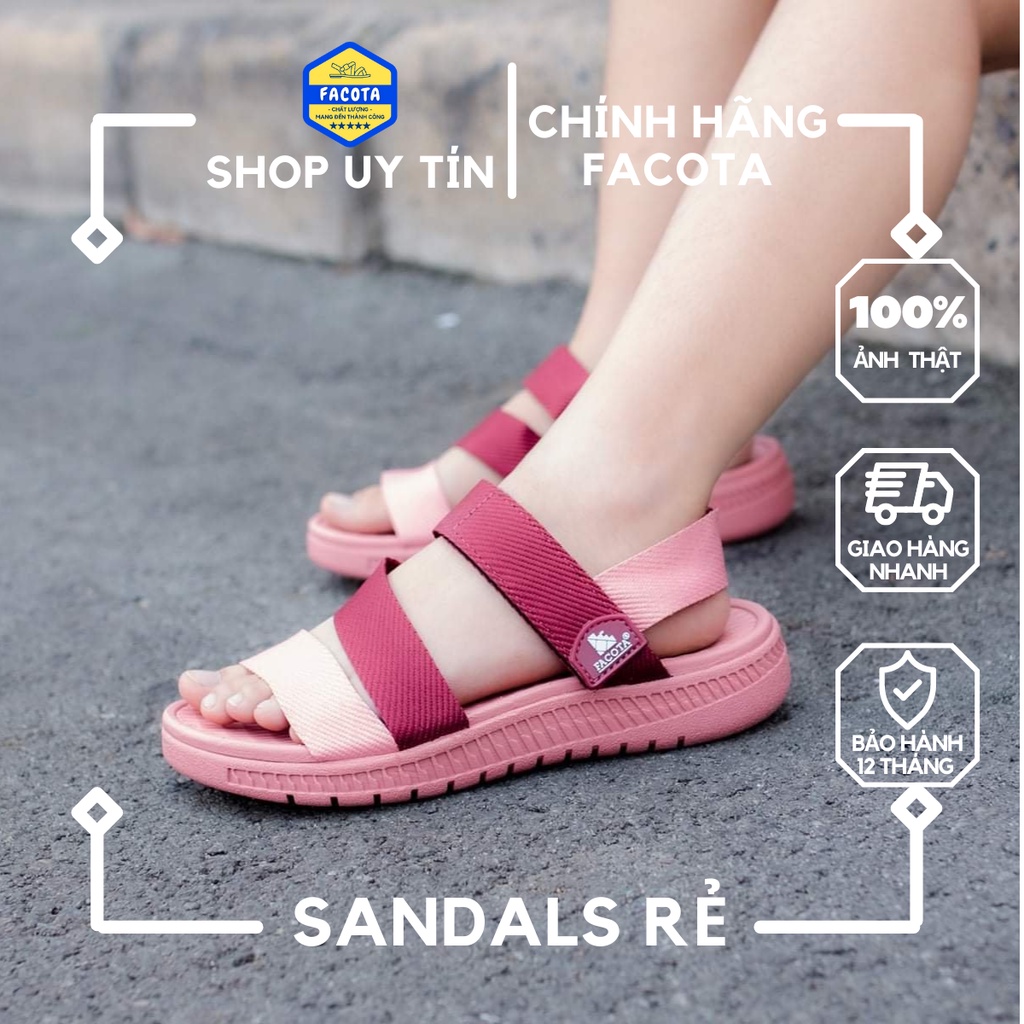 FACOTA | Giày sandal nữ hồng phối dây đi học, đi chơi HA08
