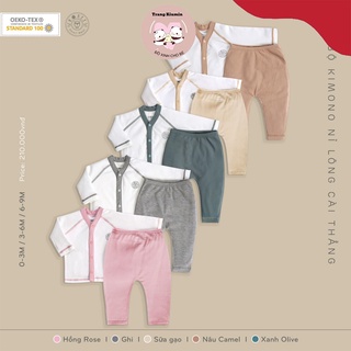 Bộ nỉ lông thu đông hrnee cho bé mềm & ấm