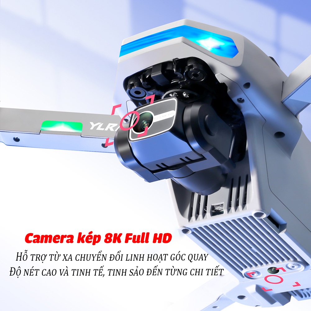 Flycam 8k giá rẻ thiết kế 2 camera cảm biến chống va chạm động cơ khôn