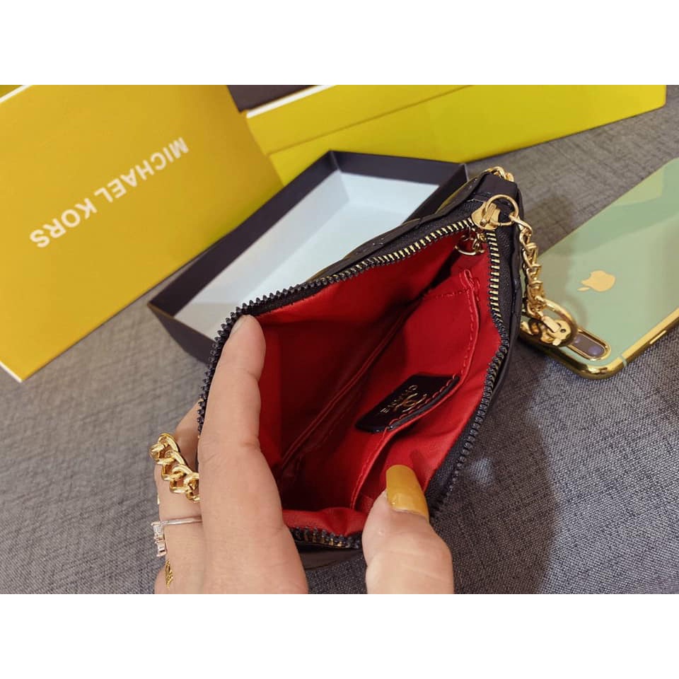 Tui ví CN ô trám da mềm, dây xích thời trang siêu sang