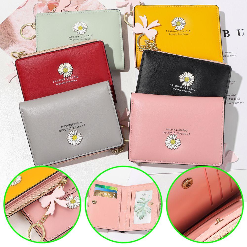 Ví Ngắn Đựng Tiền Xu Có Khóa Kéo In Họa Tiết Hoa Cúc Nhỏ Dễ Thương MIHAN1