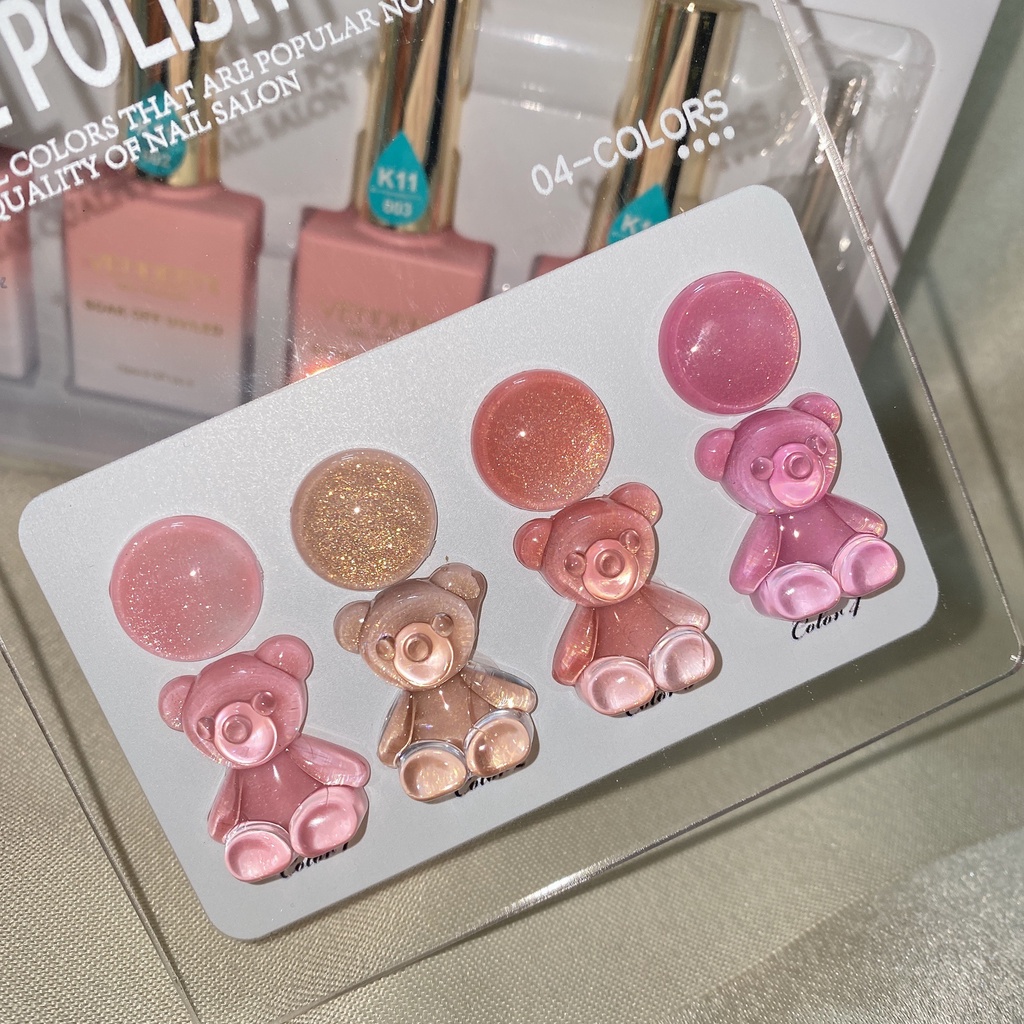 Set sơn gel VENDEENI - Set 4 chai 15ml tặng kèm bảng màu