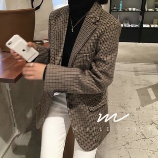 Áo vest blazer dạ kẻ