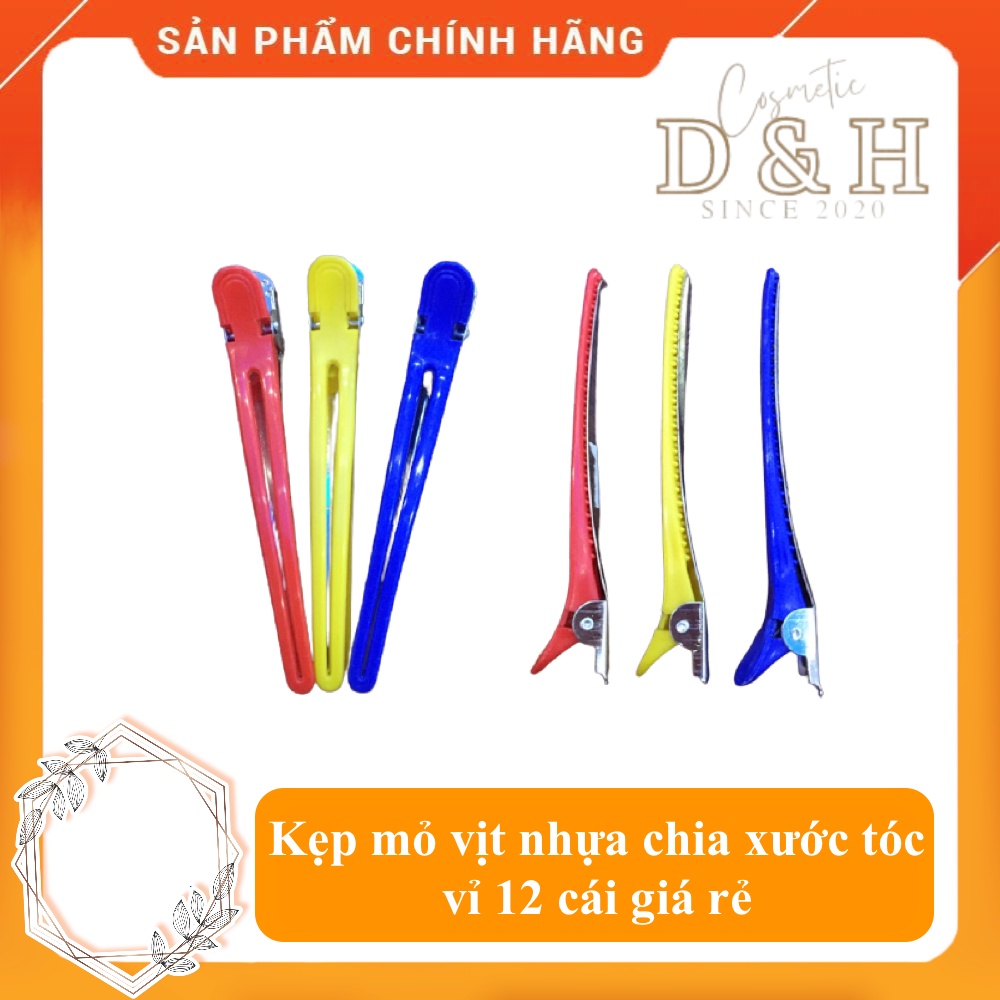 Kẹp mỏ vịt nhựa chia xước tóc vỉ 12 cái giá rẻ