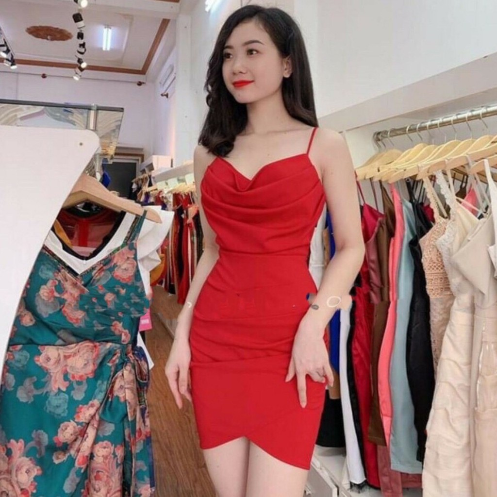 Đầm Hai Dây Cổ Đổ Ôm BoDy ( Có Mút Ngực ) Phối Màu Dịu Dàng Dáng Duyên | BigBuy360 - bigbuy360.vn