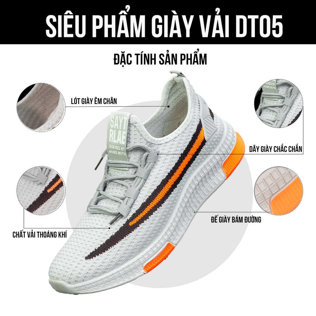 Giày thể thao nam sneaker TIMAN DT05 đế êm vải thoáng khí bảo hành 1 năm