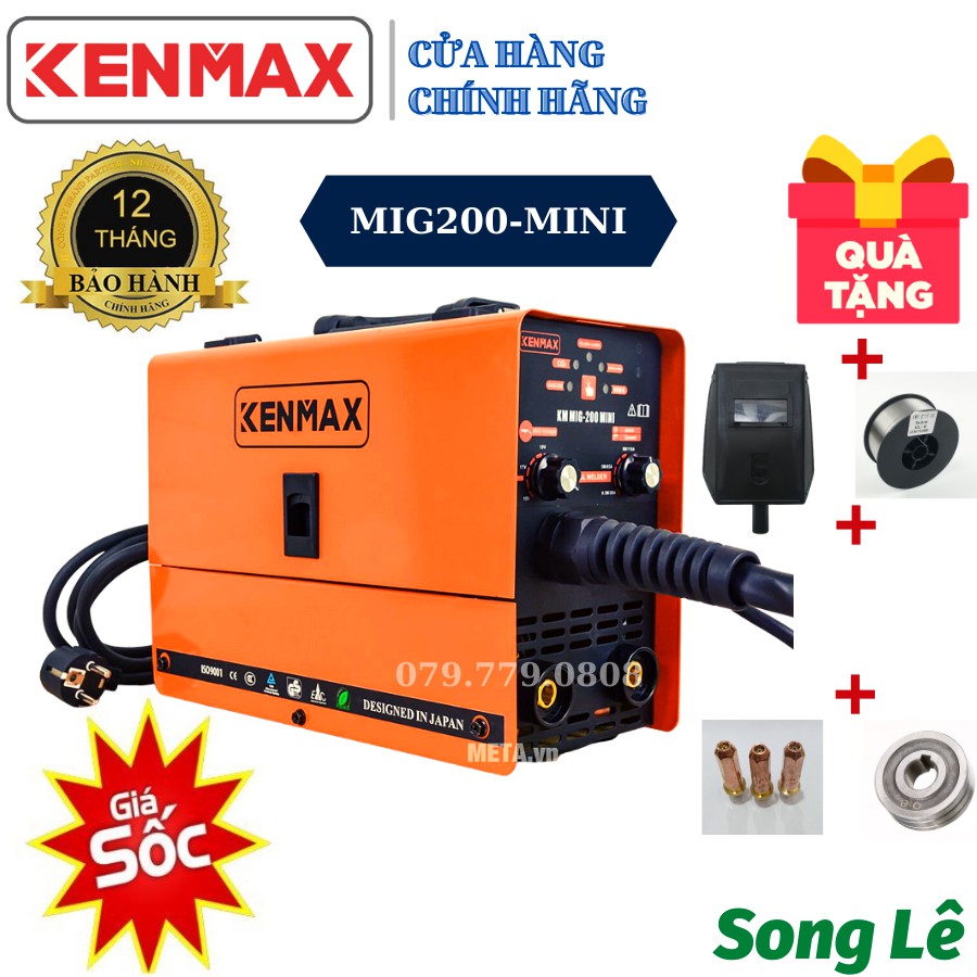 Máy hàn Mig 3 chức năng KENMAX MIG 200 MINI - gia đình và thợ (không dùng khí + tặng kèm đủ phụ kiện)