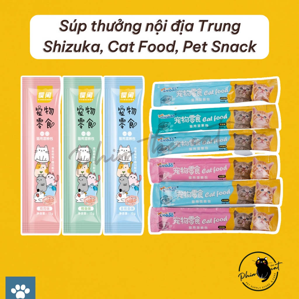 Combo 30,50 thanh súp thưởng cho mèo Shizuka, Cat Food, Pet Snack, CiaoWang- Thanh 15g | phinthecat