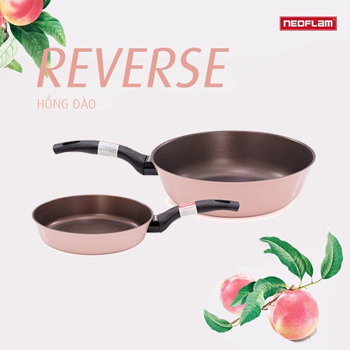 [Hàng chính hãng] Combo 2 chảo Neoflam Reverse chiên 20cm/Xào 28cm: màu xanh dương. Chiên 24/ xào 28: màu hồng đào