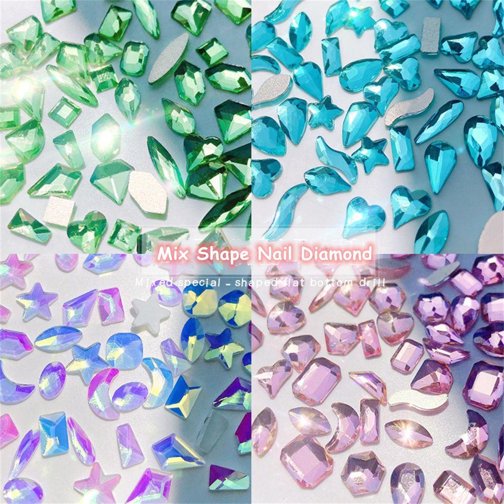 HS Bộ 100 Hạt Nhựa AB Nhiều Hình Dạng Trang Trí Móng Tay