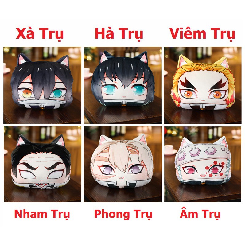 Gối nhồi bông mochi anime Kimetsu no Yaiba - Size 35x30cm và có giữ ấm tay