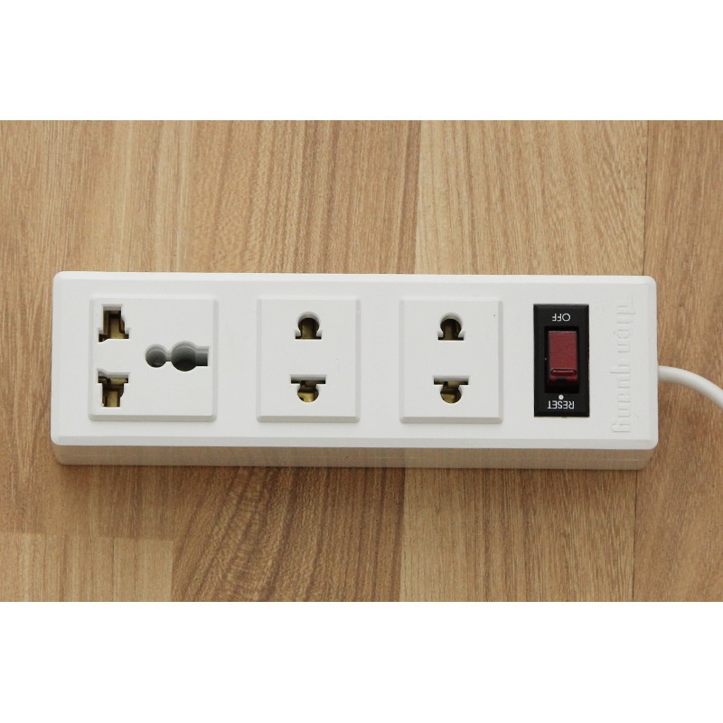Ổ cắm điện chịu nhiệt Điện Quang 3 lỗ - Dây dài 5 mét | CHỊU TẢI 2500W